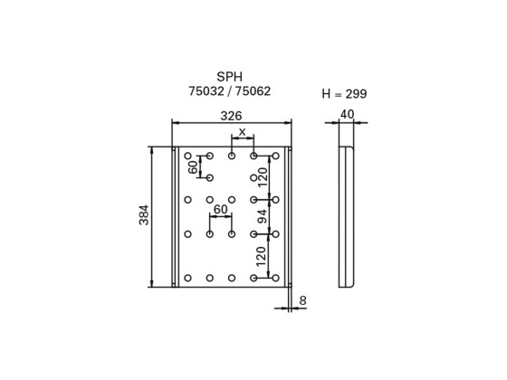 Gavlsæt SPH 60 hor. 120 vert. - Rockinger ROE75032