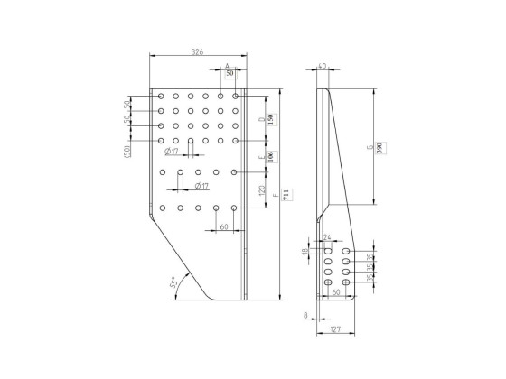 Gavlsæt SPU 50 hor. 100 vert. - Rockinger ROE75090 Actros