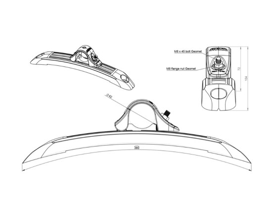 Parlok skjermfeste justerbart Ø42 plast