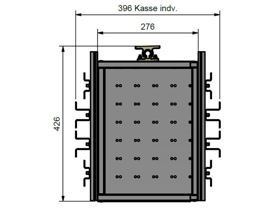 Fleksibel bakke, galvaniseret, til kasse L: 400-600 mm.