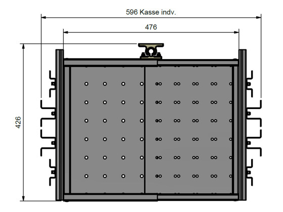 Fleksibel bakke, galvaniseret, til kasse L: 400-600 mm.