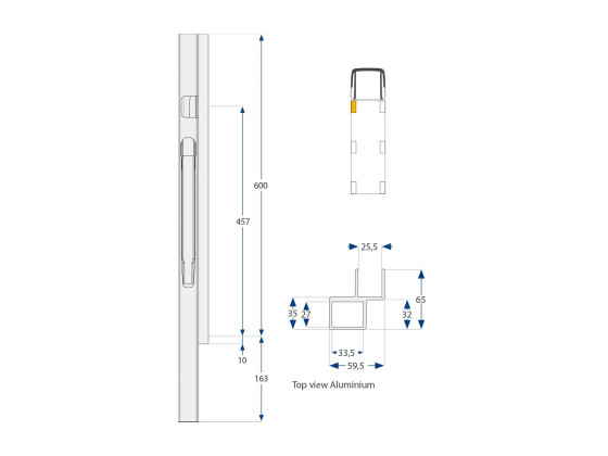 Forstolpe alu H 600mm K20/forl. 3000mm - 32003