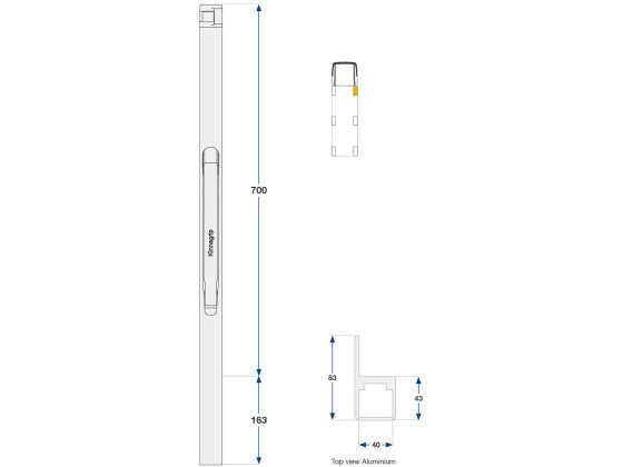 Forstolpe alu 700mm K30 høyre