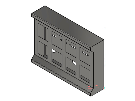 Baklyskasse, dobbel rad, firkantlamper - Matt for lakkering