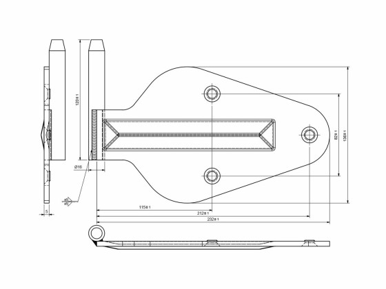 Hængselplade m/tap venstre elzink - 20381