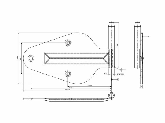 Hængselplade m/tap varmgalv. H - 20384