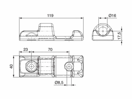 Underhængsel 40x120mm gal.m/H - 20452