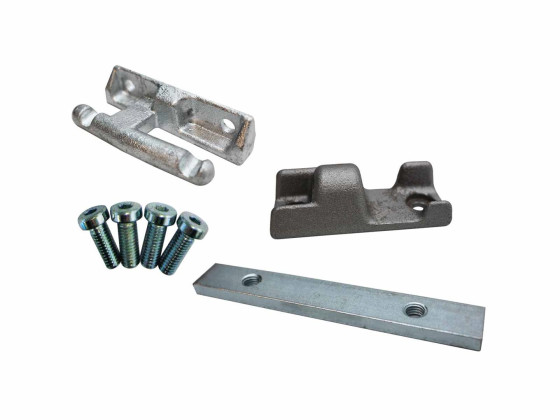 Hængsel sæt, for påsvejsning - Over/under-hængsel/gevindplader/skruer - Underhængsel er rå