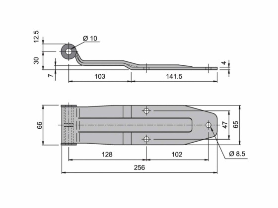 Hængselplade 250mm rustfri - 2306