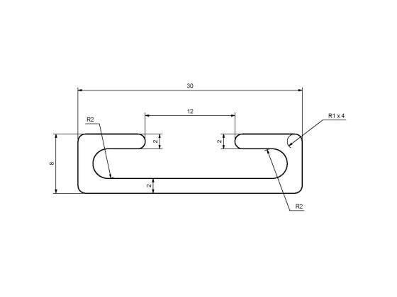 Skinne alu for gummiliste 5,02 mtr - EN AW 6060-T6 - Elox. natur 20my