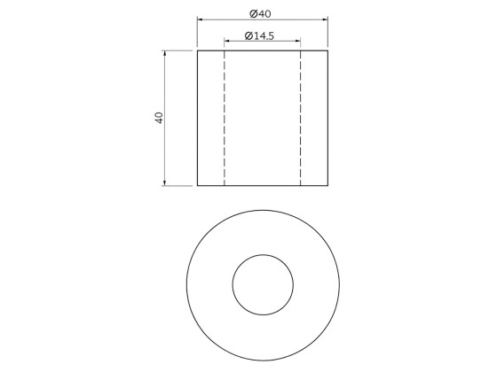 Gummiklods sh.80 Ø40/Ø14,5x40mm sort