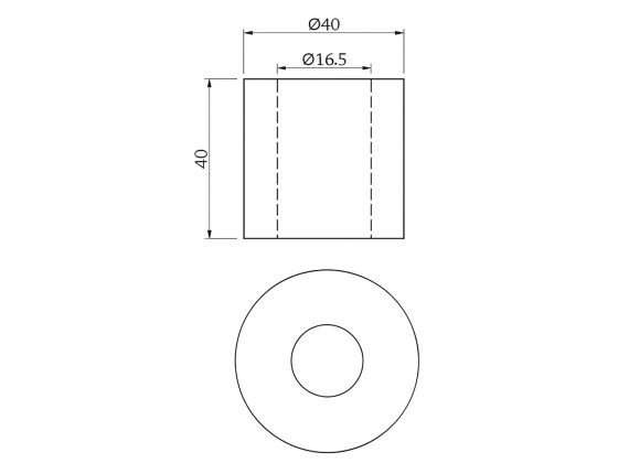Gummiklods sh.80 Ø40/Ø16,5x40mm rød