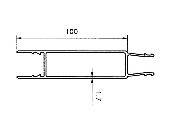 Mellemprofil 100x2500mm anod 20my - B101425
