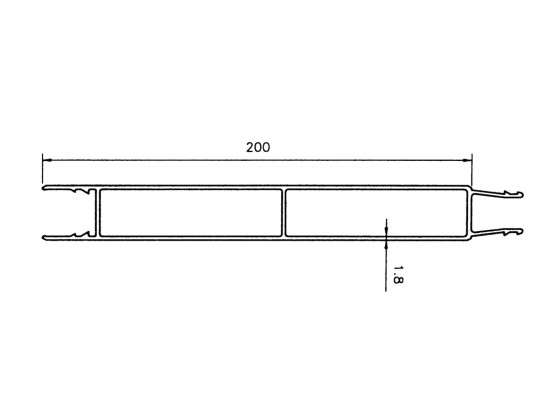 Mellemprofil 200mm 7500mm anod  - 20my natur - B1010
