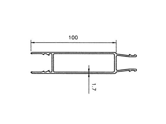 Mellemprofil 100x7.500mm anod 20my natur - B1014