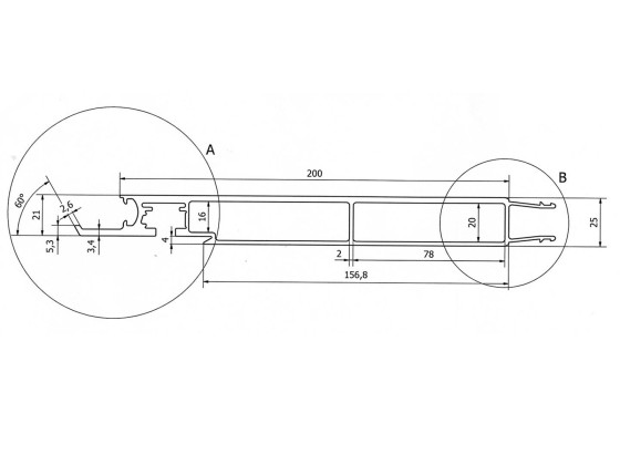 Underprofil forstærket 200mm 7500mm anod.