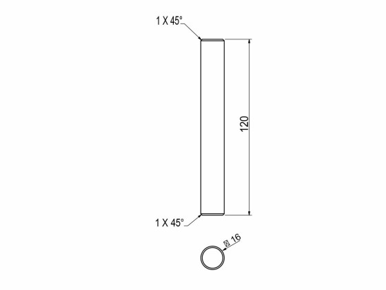 Pin Ø 16x120 f/dobbelt. 350084 - Rustfri