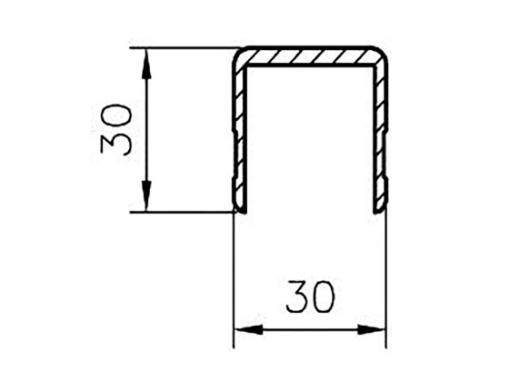 U profil 6000mm anod - B1033