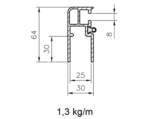 Kant/hjørneprofil f/bagsmæk alu K20 25mm 3m