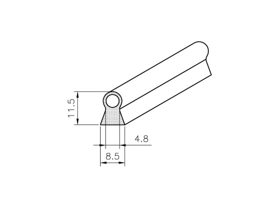 Gummiliste for K20, nøglehul - 200 meter pr. rulle