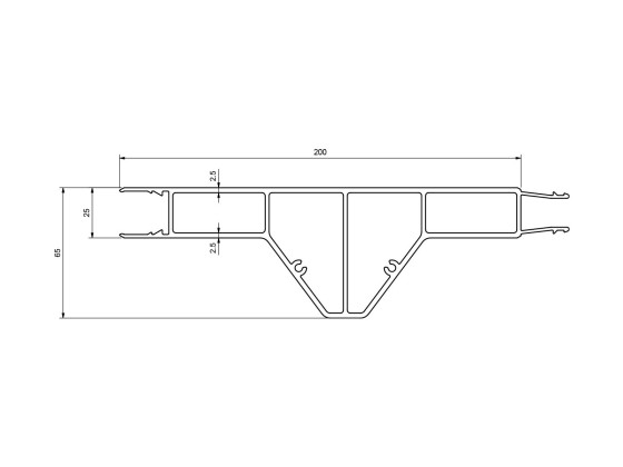 Mellemprofil 5000x200x25mm forstærket