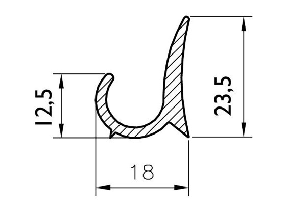 Tagrendeprofil 18x23,5x5000mm - anod 10 my natur