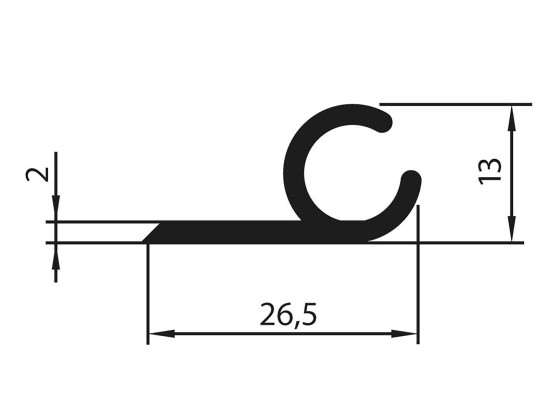 Flagprofil f/liftflag Anodiceret 20my natur. 5,02 mtr - A1506