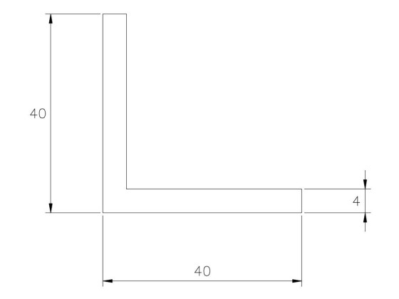 Vinkelprofil alu 40x40x4x6000mm - A1703