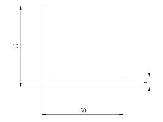 Vinkelprofil alu 50x50x4 - 6000mm - 354093