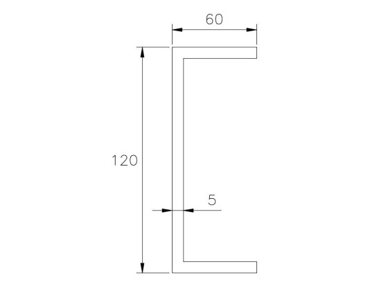U-profil alu 60x120x60x5x6000mm