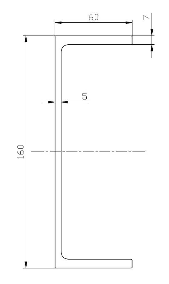 U profil 60x160x60x7x5x7x4500mm