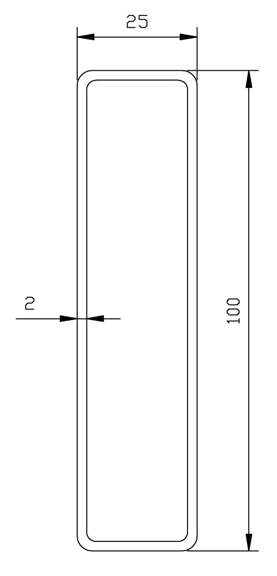Slingerbrædt 100x25x2mm 7500mm anod. - A2603