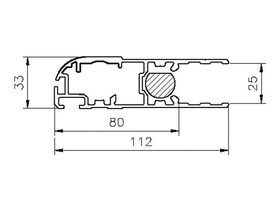 Dørprofil elox. f.gummi 6300mm, indv 25,5mm (hængsel) - P1294
