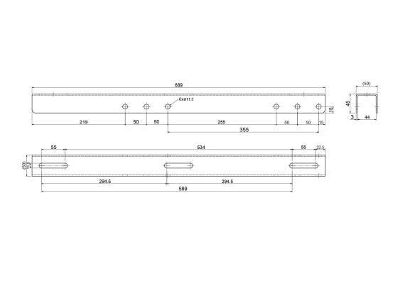 Beslag f/sideværn, ydre H:689