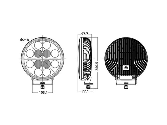 NORDLYS+ Fjärrljus 9" LED 9-30V m/orange positionsljus
