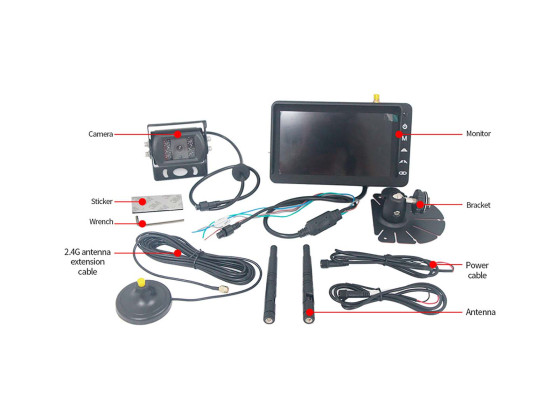 Bevocam 7" skjerm/2 kamera  AHD trådløs touchbetjening u/lukker - CM-718MDW-HD+AC-301MDW-HD