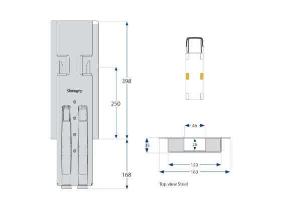 Sidestolpe K5 400mm grundet - Kinnegrip 504201