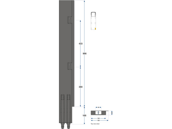 Bagstolpe K5 1000mm bred enkel højre grundet - Kinnegrip 510801