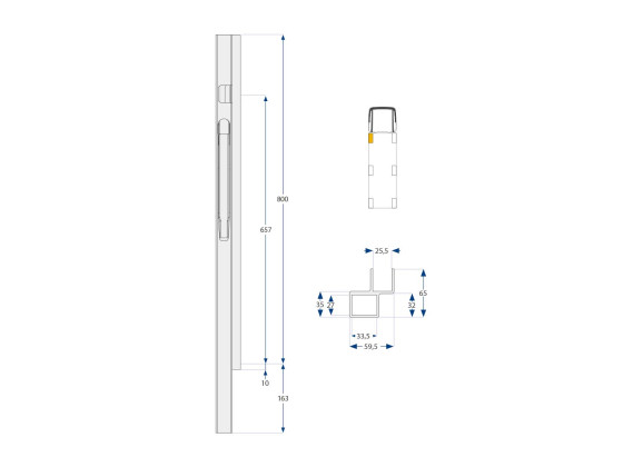 Forstolpe alu H 800mm K20/forl. 3000mm