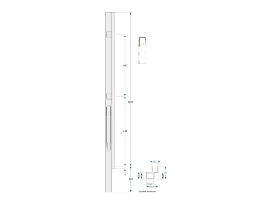 Forstolpe alu H 1000mm K20/forl. 3000mm