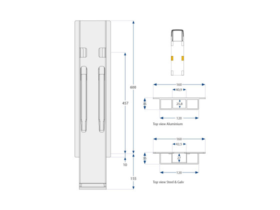 Sidestolpe K20 600mm microgalv