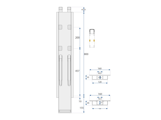 Sidestolpe K20 800mm microgalv Kinnetop 2-po