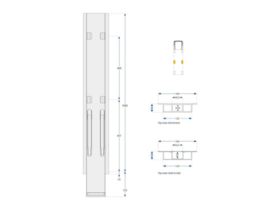 Sidestolpe K20 1000mm galv. - Kinnegrip 210203