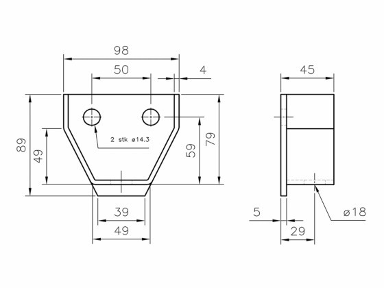 Konsol Volvo FH12-16 98x89mm galv - 33601 - 20 stk pr kasse