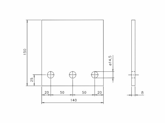 Konsolplade Scania/Volvo 140x150mm  - Grundet - 3372 - S355