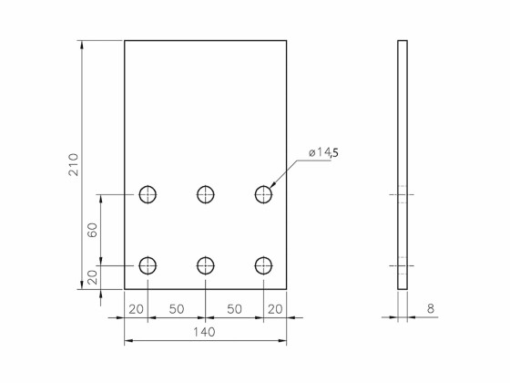 Konsolplade  Volvo FH 210x140mm grundet - 33761