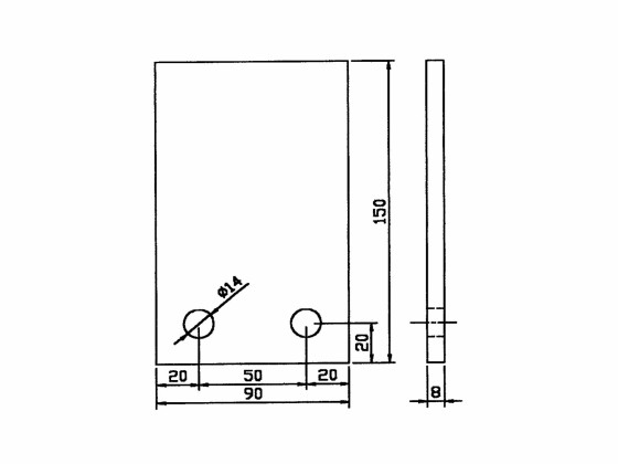 Konsolplade MB Atego 2 hul, grund. - 90x150mm