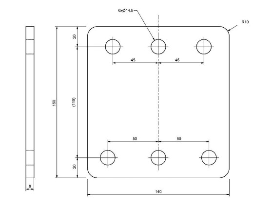 Konsolplade 140x150x8 Iveco Galv - Varmgalvaniseret