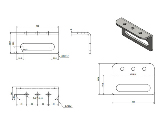 Standard fæste overstykke svejsbar