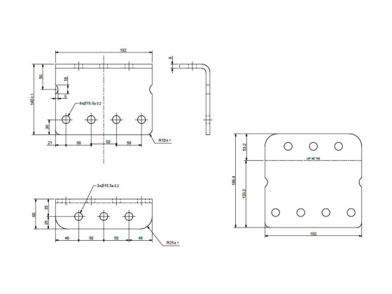 Standard fæste understykke FrameHigh - 3/4 hul